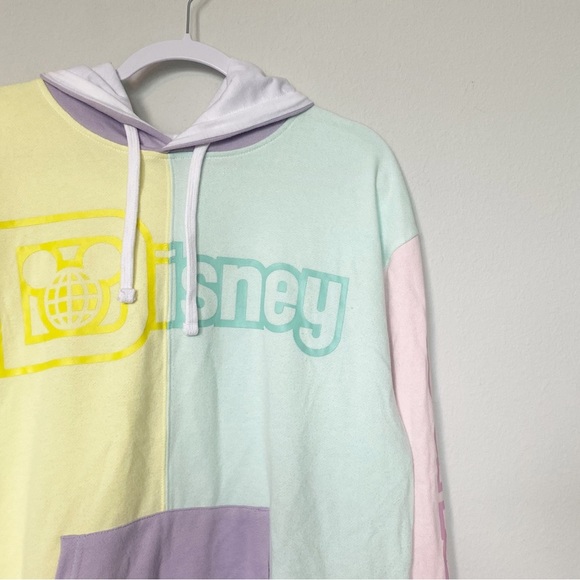 Walt Disney World Pastel Logo Colorblock Hoodie Sweatshirt Unisex Sz Medium - Picture 5 of 13